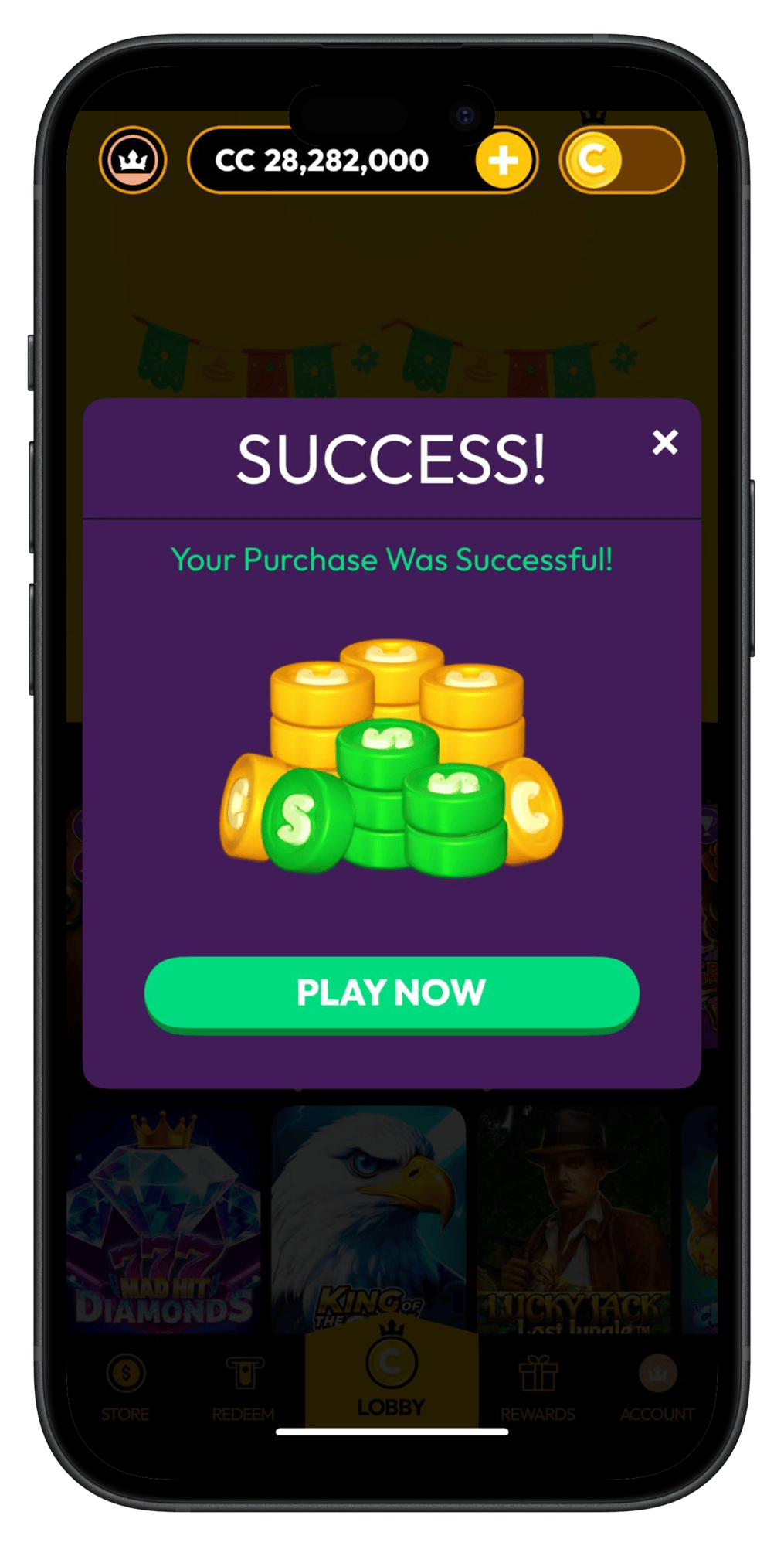 Crown-Coins-Casino-Purchase-Success