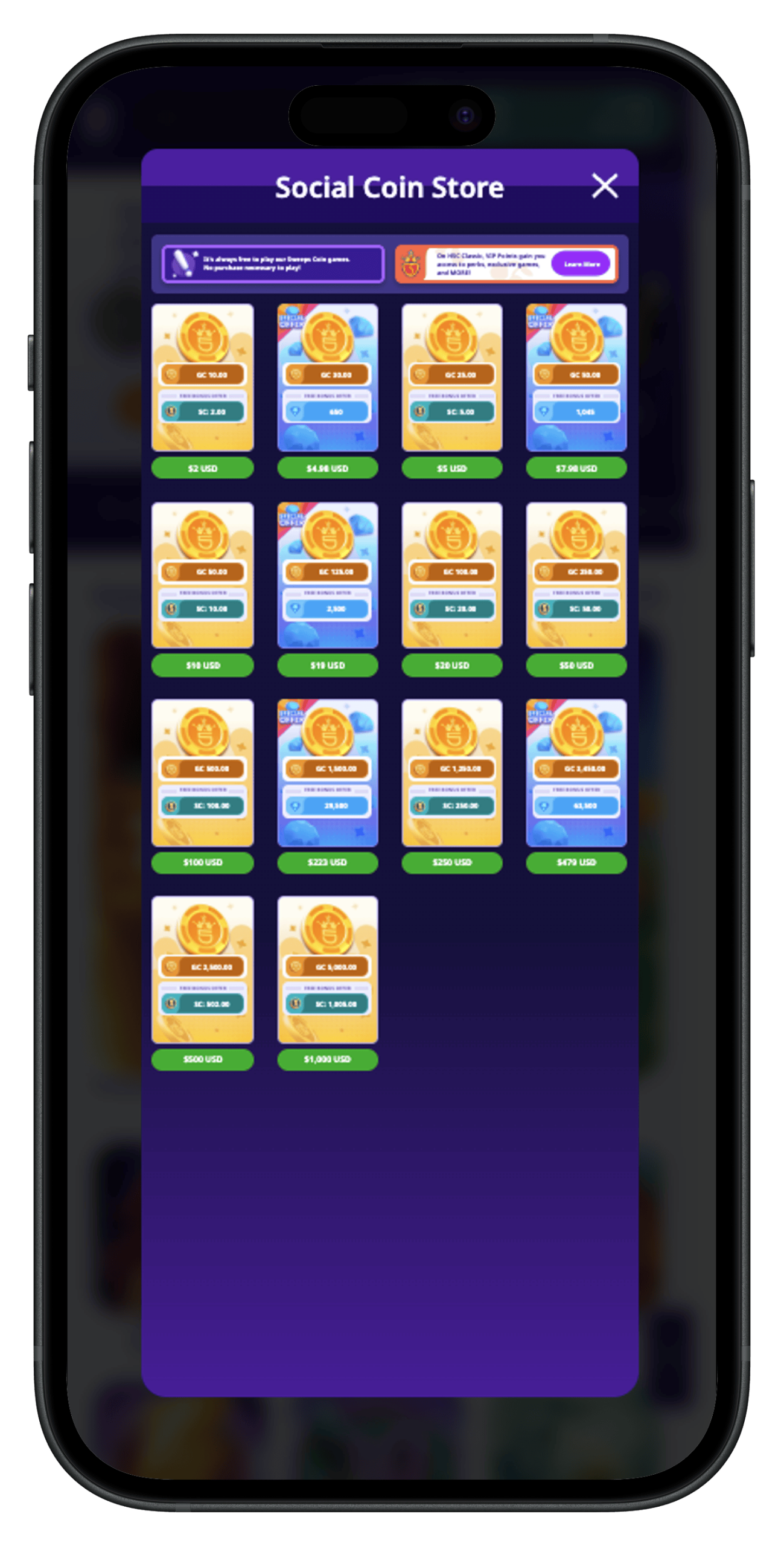 High-5-Casino-Coin-Store-Page