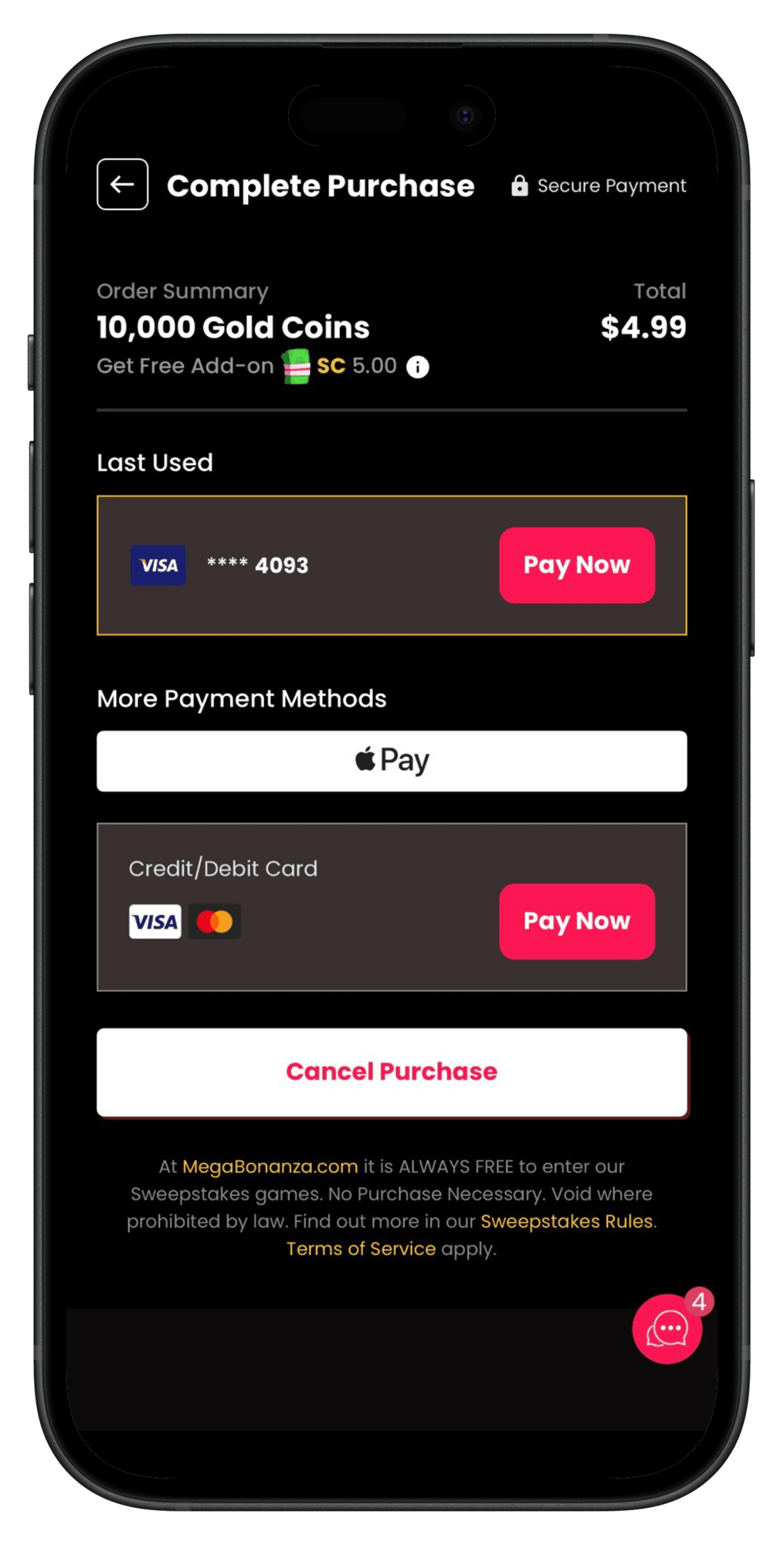 MegaBonanza-Purchase-Page-Screenshot