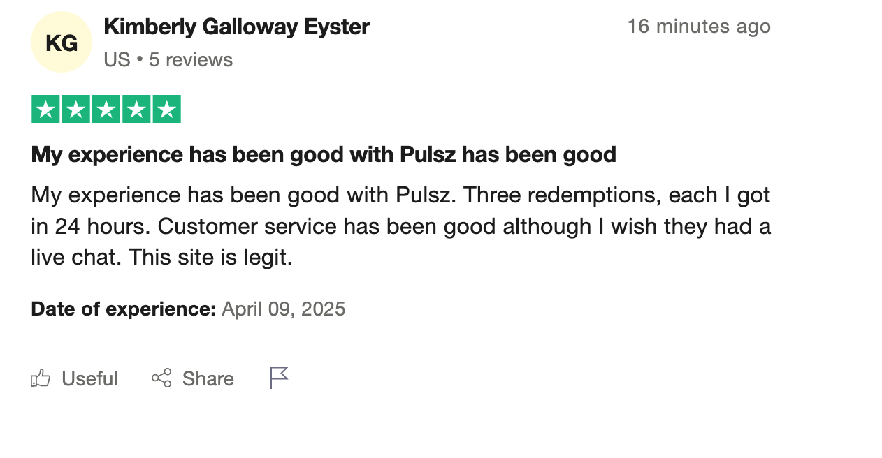 Pulsz_Trustpilot review