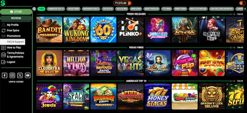 LoneStar Casino on desktop