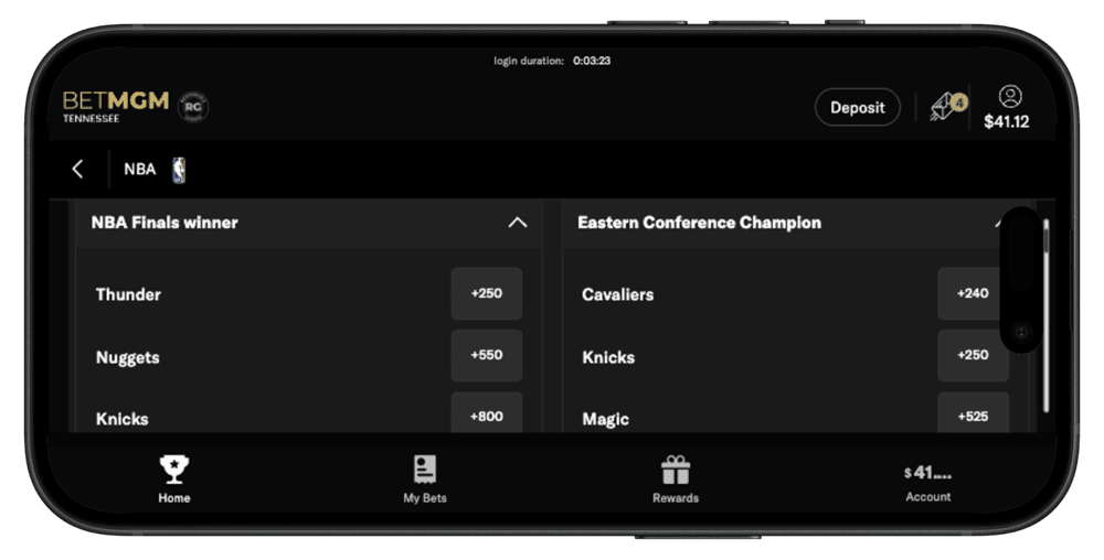BetMGM Futures Screenshot