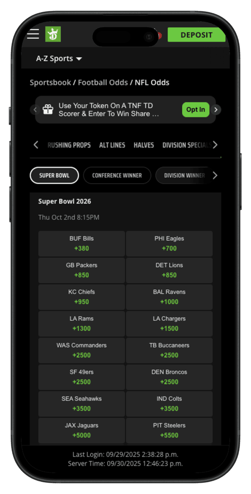 DraftKings Futures Screenshot