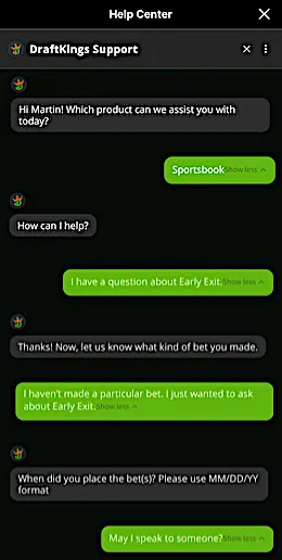 DraftKings Sportsbook chatbot