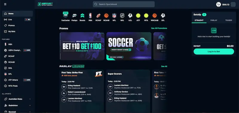 ESPN Bet home page