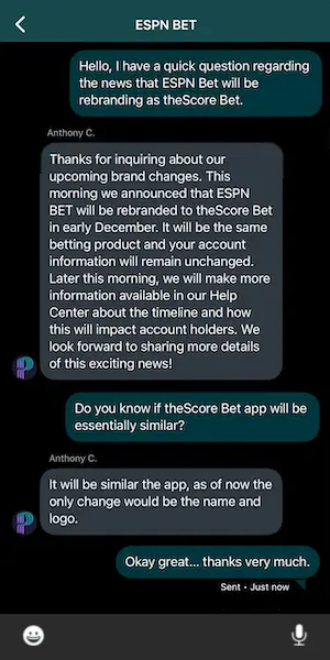 ESPN Bet customer support live chat