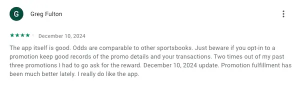 ESPN Bet app user review