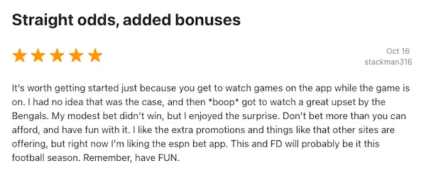 ESPN Bet app user review