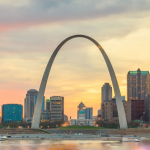 St. Louis arch, signifying Missouri's first month of sports betting revenue